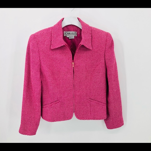 Carlisle Pink Crop Silk Blazer Jacket 8